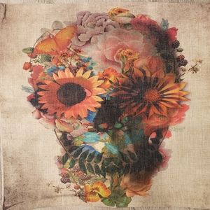 NWT-Flower skull pillow case 16"X17"